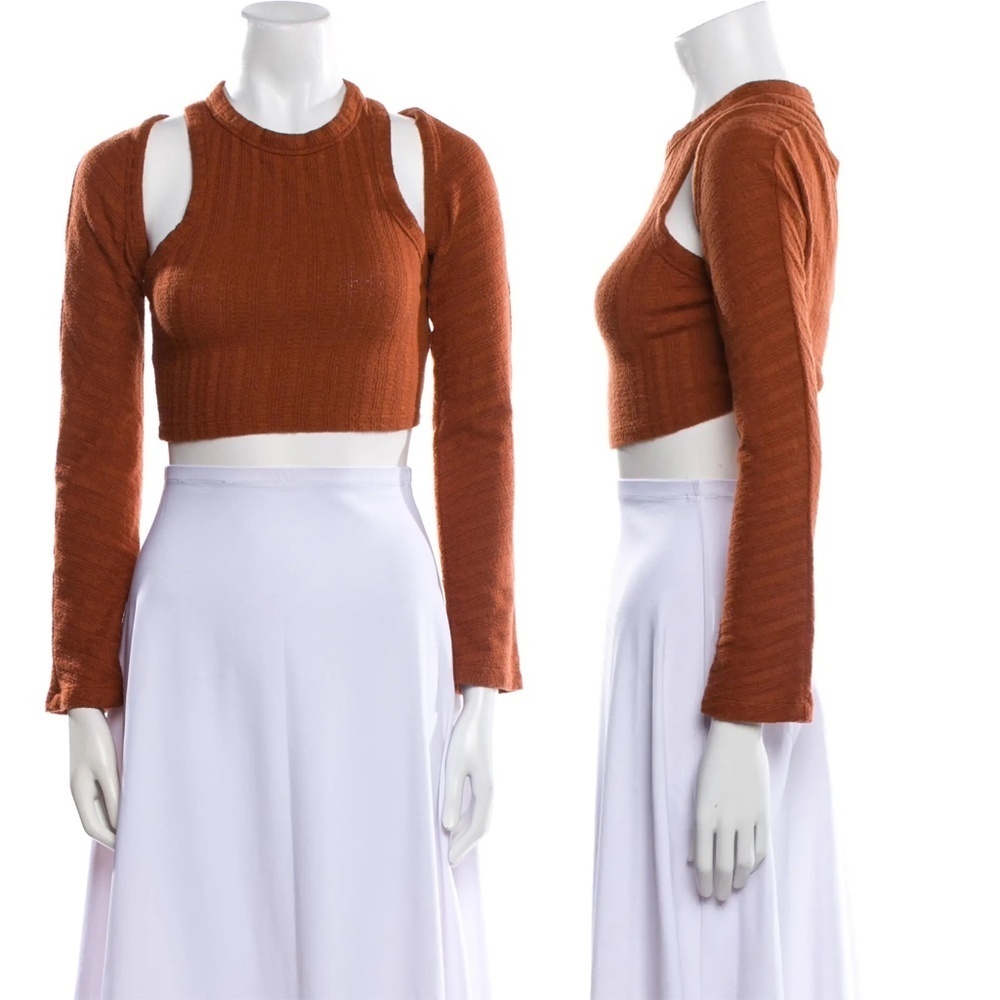 L'ACADEMIE | Crew Neck Ribbed Cropped Tank Top & Shawl Cardigan Set | Size Small